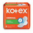 TOALLA FEMENINA KOTEX ESENCIAL NORMAL C/ALAS X8