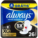 TOALLA FEMENINA ALWAYS NOCHE C/ALAS X26 MUY INTENS
