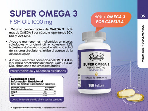 Qualivits® Super Omega 3 Fish Oil 1000mg X 100 Cápsulas