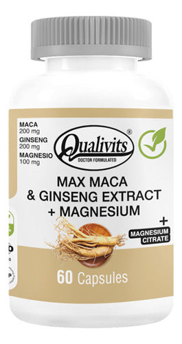 Max Maca Con Ginseng Qualivits® + Magnesio X 60 Tabletas Sabor Natural