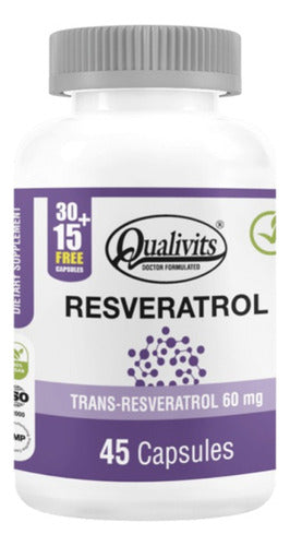 Resveratrol 60 Mg X 45 Cápsulas - Qualivits Antioxidante Sabor Natural