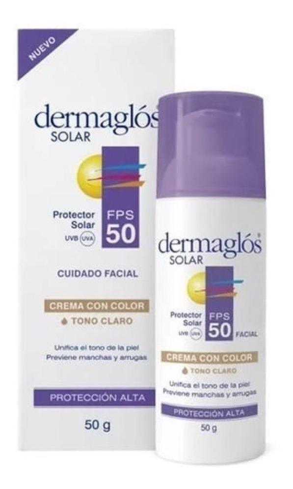 Protector Solar Dermaglos Fps50 Facial 50g Crema Color Claro