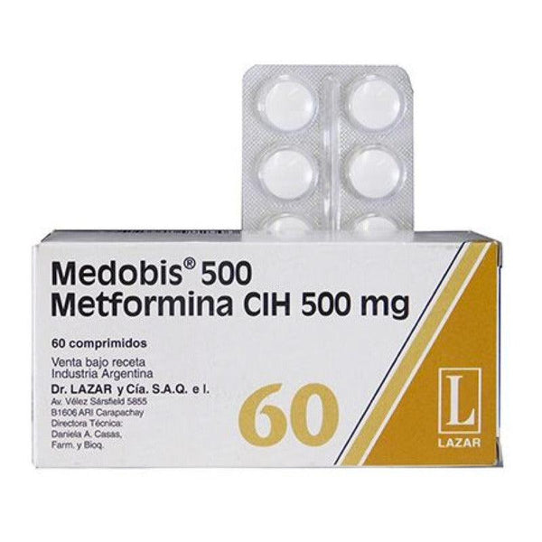 Medobis  500 Mg  60 Comprimidos| Metformina - Farmacia Rex