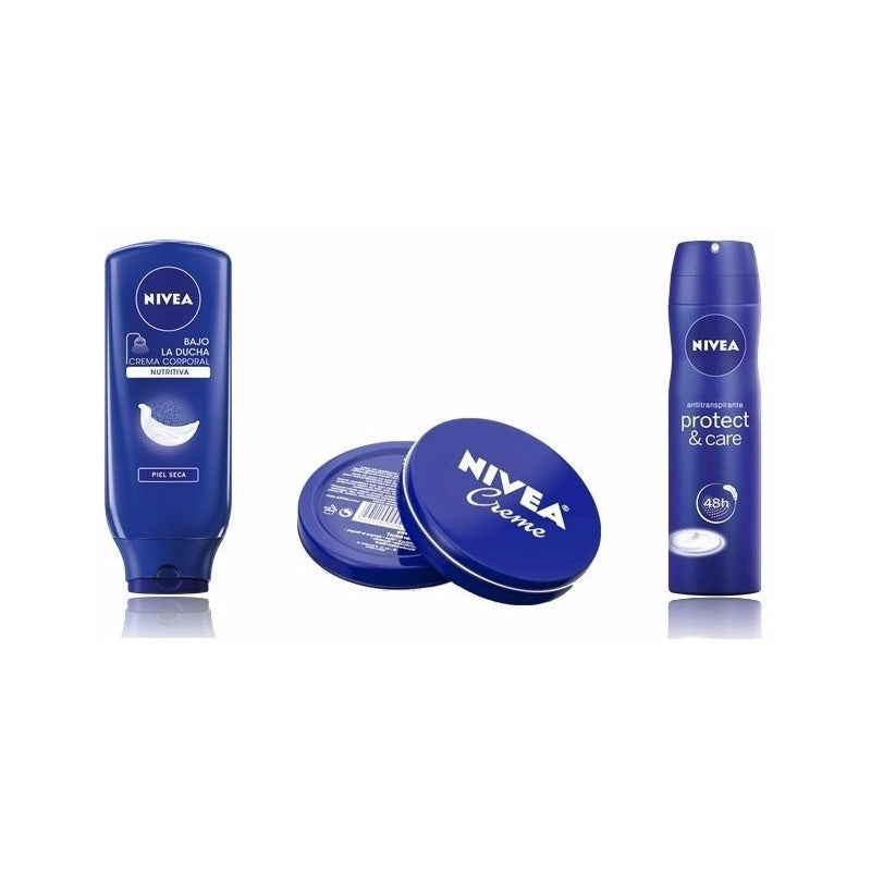 Crema Nivea Bajo La Ducha + Deo Spray + Creme En Lata X 60ml