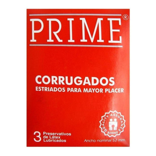 Preservativo Prime Corrugado Rojo  X 3