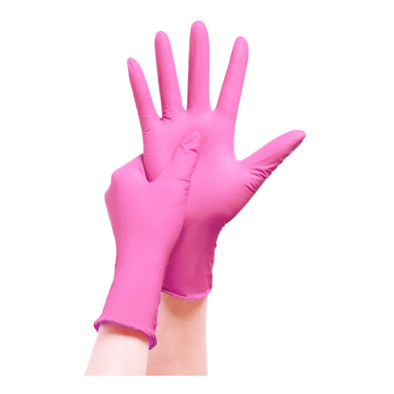 Guantes Nitrilo Descartables 100u 100% Rosado