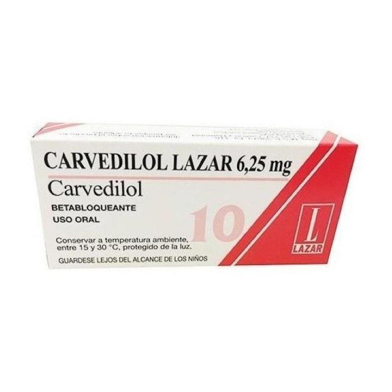 Carvedilol Lazar  6.25 Mg  10 Comprimidos