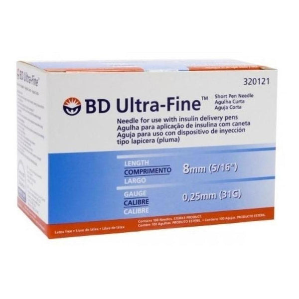 Bd Ultra Fine 8mm 31g - Aguja Lapicera De Insulina X 100 Un